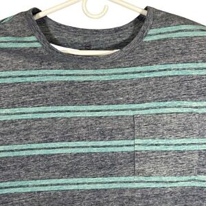 HB Mens 3XL Blue Teal Striped Short Sleeve Pocket T-Shirt Heathered Crewneck